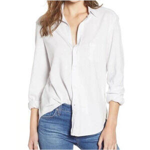 Frank & Eileen Tee Lab Barry Button Front Jersey Shirt S White Minimalist